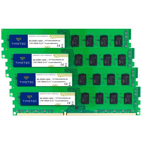 Timetec 32GB KIT(4x8GB) DDR3 1600MHz (DDR3-1600) PC3-12800 (PC3-12800U) Non-ECC Unbuffered 1.5V CL11 2Rx8 Dual Rank 240 Pin UDIMM Desktop PC Computer Memory RAM(SDRAM) Module Upgrade