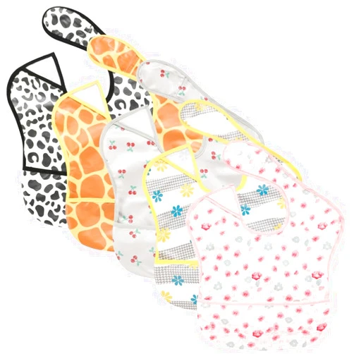 TSD Baby Bibs Waterproof Feeding Bibs 5pack Adjustable Mealtime Poctet Bib for Newborn Toddler Infant Easy Clean Durable Baby Essentials Shower Gift