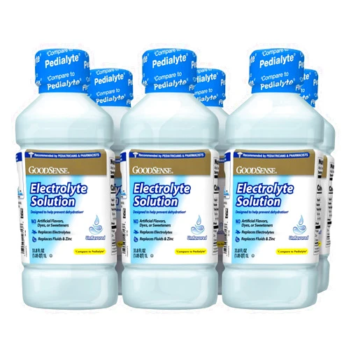GoodSense Electrolyte Oral Solution, Unflavored, Designed to Help Prevent Dehydration; Replaces Electrolytes, Fluid and Zinc, 33.8 Fluid Ounces (Pack of 6)