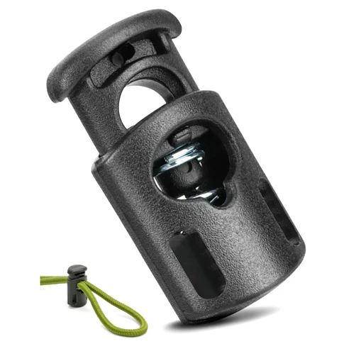 Ptinyiv 12Pcs Cord Lock, Cord Locks for Drawstrings, Black Plastic Spring Toggle Stoppers, Reliable Cord Fastener Clips for Paracord, Shoelaces, Bags, Clothing, and DIY Projects