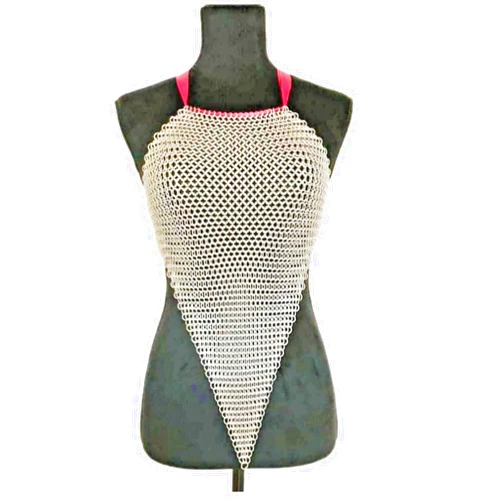 OWKEES Fantasy Female Cosplay Costume Chainmail Top Aluminum Chain Mail Bra Top