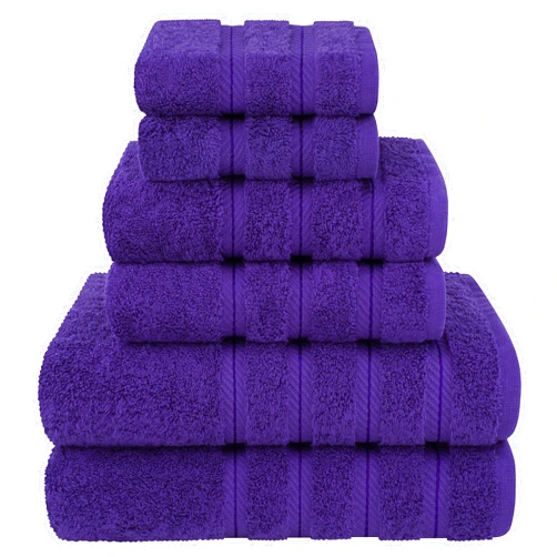 American Soft Linen Luxury 6 Piece Towel Set, 2 Bath Towels 2 Hand Towels 2 Washcloths, 100% Cotton Turkish Towels for Bathroom, Purple Towel Sets