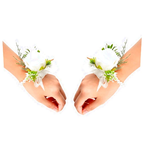 GOESUP 2 Pack Wedding Wrist Flower Floral Ivory Rose Wrist Corsage Hand Flowers for Wedding Engagement Bride Bridesmaid (White)
