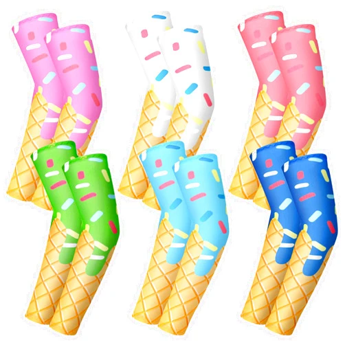 Czlotyh 6 Pairs Ice Cream Drip Baseball Arm Sleeve for Kids UV Sun Protection Sports Compression Arm Cover Breathable Cooling