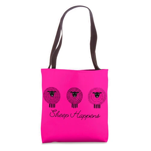 Funny Sheep Happens Pun with Sheep Funny Sheep Happens Pun Cute Sheep Adult Humor Womens Tote Bag