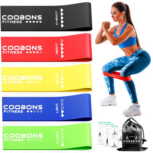 COOBONS FITNESS Resistance Bands for Working Out, Exercise Bands for Women & Men, Latex Elastic Bands for Yoga, Pilates, Rehab, Fitness and Home Workout, Strength Bands for Booty