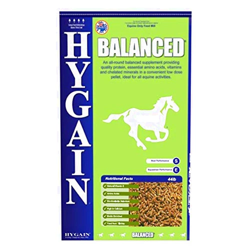 Hygain® Balanced® Contains Quality Protein, Essential Amino acids, Along with Balanced Levels of Critical Macro/Micro Trace Minerals in a Concentrated Pellet, Ideal for All Equine Activities.