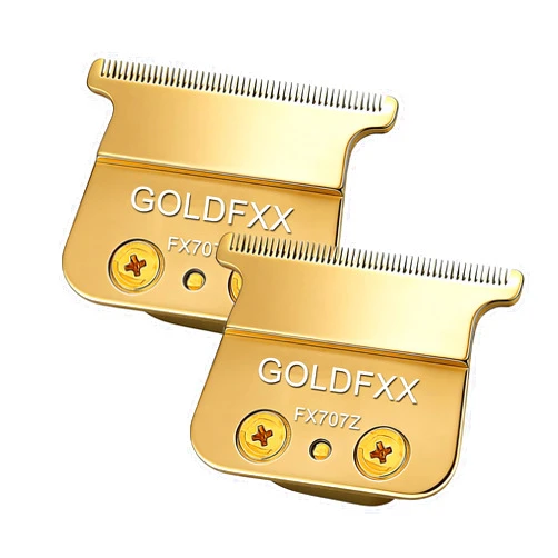 FUHKQE FX707Z Trimmer Blades Replacement Compatible with BaByliss FX787&FX726 Trimmer,DLC 2.0 Clipper Replacement Blade,Gold,2 Packs.