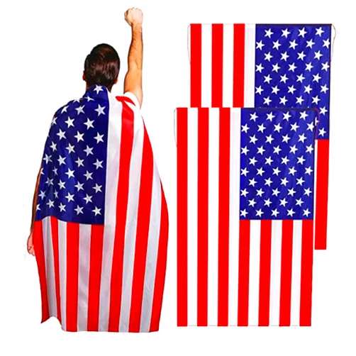 Wgudzpj American Flag Costume Cape USA Patriotic Flag Cloak for Men Women,American 4th of July Flag