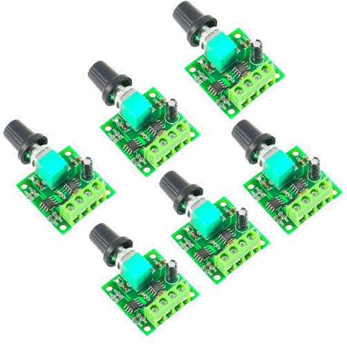 ATNSINC 6Pack DC Motor Speed Controller PWM 1803BK, DC 1.8v 3v 5v 6v 7.2v 12v 2A 30W Low Voltage Adjustable Driver Motor Speed Regulator with Speed Control Knob