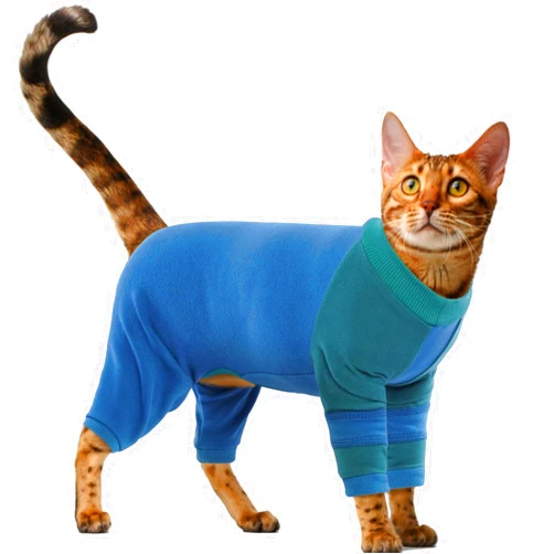 OUOBOB Sticky Hair Cat Clothes, Sphynx Hairless Cats Sweater, Prevent Lost Hair Onesie Shirts for Cats Only, Kitten Apparel Pajamas Jumpsuit, Cat Turtleneck for Sphynx Cornish Rex, Cat Recovery Suit