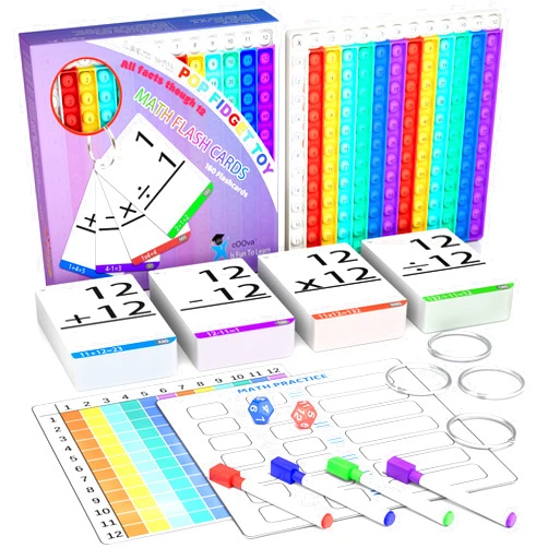 COOva Math Games for Kids - Flash Cards for Kids - Pop it Practice with Addition, Subtraction, Multiplication & Division - Ideal for Math Learning and Skill Building.