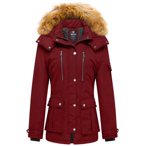 wantdo Women's Quilted Winter Coat Warm Puffer Jacket Thicken Parka with Removable Hood