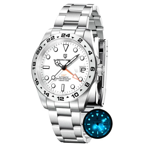 CEYADG Pagani Design GMT Watches for Men Automatic Wristwatch Stainless Steel Sapphire Glass Mechanical Watch