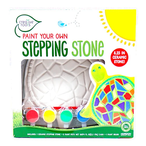 Creative Roots Mosaic Turtle DIY Stepping Stone Kit, Includes Ceramic Stone & 6 Vibrant Paints for Kids Ages 8+