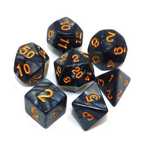 CREEBUY Polyhedral DND Dice Set Pearl Black for Dungeon and Dragons D&D Pathfinder RPG MTG Dice D20 D12 D10 D8 D6 D4