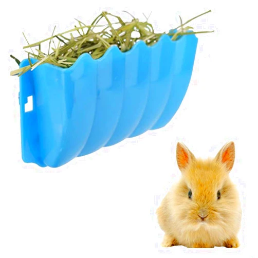 Zswell Rabbit Hanging Feeder Grass Container Wall-Mounted Hay Manger Hay Rack Random Color