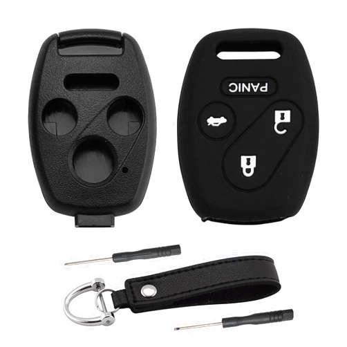 EKALA 2Pcs for Honda Key Shell Replacement with Silicone Key Fob Cover Case Keychain 4 Button Compatible with Honda 2003-2012 Accord / 2006-2013 Civic EX / 2005-2006 CR-V / 2009-2015 Pilot (KG-Hod-4R)