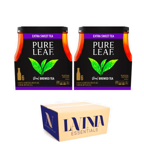 Lavinia Essentials Pure Leaf 12 Pack of Extra Sweet Real Brewed Tea 16.9 fl oz Plastic Bottle + Sugarcane Food Grade Disposable Straws by Unique Outlet Brand