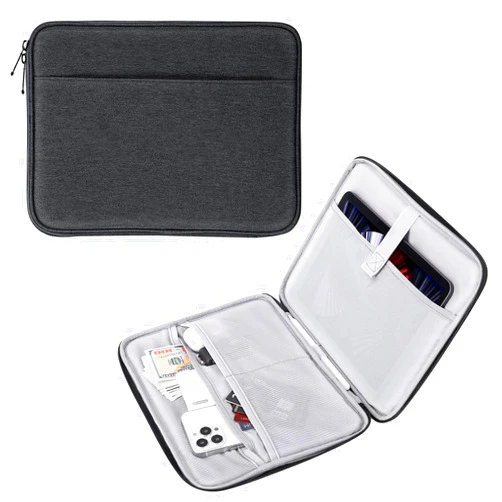 MoKo 9-11 Inch Tablet Sleeve, Protective Carrying Bag with Two Compartments Fits New iPad Air/Pro 11 inch 2024, iPad Air 5/4th 10.9, iPad 9/8/7th 10.2, iPad 10th 10.9, Tab S8/S9 11, Black & Gray