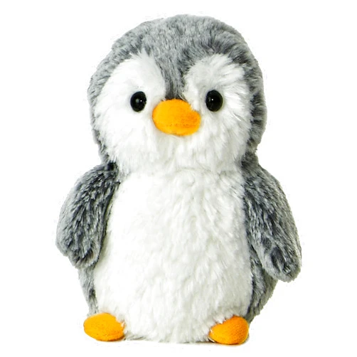 Aurora® Playful PomPom Penguin™ Mini Stuffed Animal - Vibrant Companions - Endless Fun - Gray 6 Inches