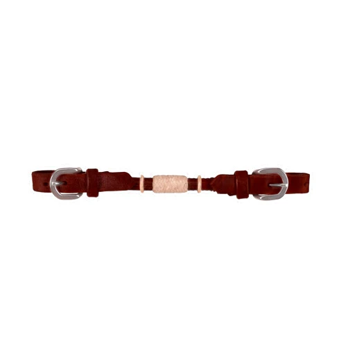 Showman Argentina Cow Leather Rolled Curb Strap w/Rawhide - Latigo