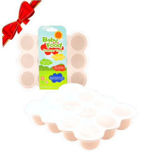 Samuelworld Baby Food Storage Container, 12 Portions x 2.5oz - BPA Free Silicone Freezer Tray with Clip-On Lid for Breast Milk Storage, Homemade Baby Food, Vegetable & Fruit Purees - Brown