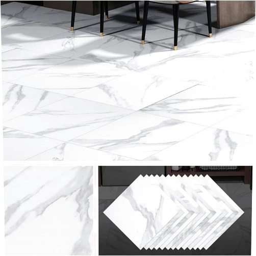 Livelynine Peel and Stick Floor Tile White and Grey 16-Pack 12X12 Vinyl Floor Tiles Peel and Stick Waterproof Flooring for Bathroom Sticky Kitchen Floor Tile Stickers Laminate Flooring Linoleum Tiles