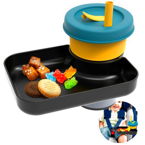 Boffinby Car Seat Tray for Kids Travel, Convert Your Cup Holder to a Tray for Use with Car Seats, Booster, Stroller and Anywhere Have a Cup Holder, Toddler Road Trip Essentials for Snacks, Entertainment