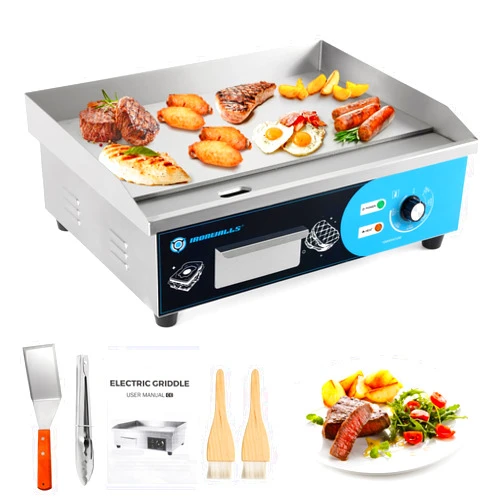 IRONWALLS Commercial Griddle Electric 22”, 3000W Electric Flat Top Grill, Stainless Steel Countertop Electric Griddle Nonstick with 122~572℉Adjustable Temperature Control for Restaurant Kitchen