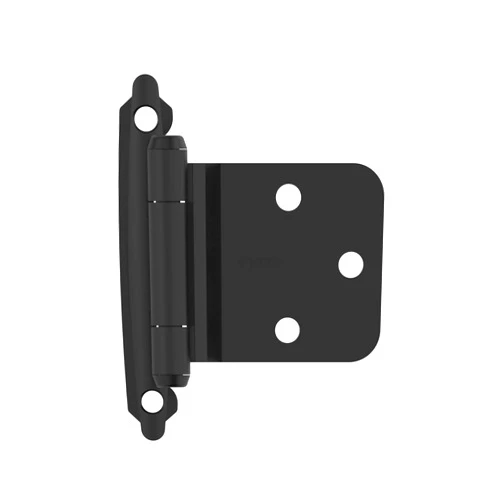 Amerock BPR7630FB | Reverse Bevel Face Frame Cabinet Hinge | Variable Overlay Self Closing Face Mount | Matte Black | Kitchen Cabinet Door Hinge | 1 Pair/2 Pack | Functional Hardware