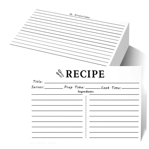 LOTMER 100 Sheets Recipe Cards, 4x6 Inch Vintage Recipe Cards, Suitable for Recording Recipes, Design Recipes and Kitchen Diaries (White)