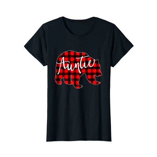 Red Plaid Matching Family Bear Christmas Buffalo Red Plaid Auntie Bear Matching Family Christmas Eve Buffalo T-Shirt