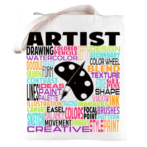 LEVLO Artist Canvas Tote Bag Gift For Art Teacher Artistic Shoulder Bag For Art Student Grad