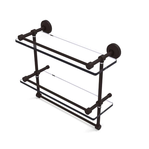 Allied Brass WP-2TB/16-GAL-ORB Wp 2 Tb Gal Inch Gallery Double Towel Bar Glass Shelf, 16 Inch, Oil Rubbed Bronze
