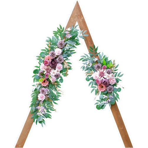 Lisuun Wedding Arch Flowers, Artificial Flowers for Decoration, Large Flower Swag for West Styles Wedding Ceremony Floral Decor - Pack of 2