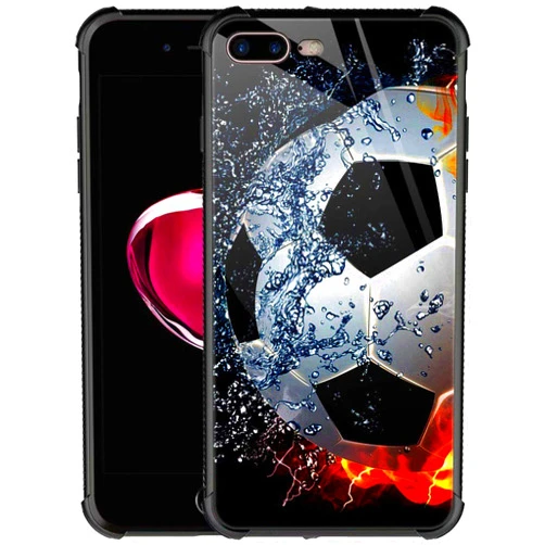 CARLOCA Compatible with iPhone 8 Plus Case,iPhone 7 Plus Cases for Men Boys,Sizzling Soccer Case Mate Pattern Design Shockproof Anti-Scratch Case for iPhone 7/8 Plus