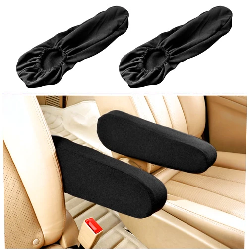 TUTUDOW 1 Pair Universal Size Seat Arm Rest Cover,Replacement Car Front Seat Armrest Cover,Car Interior Accessories(Black)