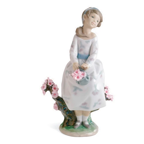 LLADRÓ Lladro A Walk Through Blossoms Porcelain Sculpture