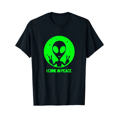 UFO By Design Tee Company Alien Lover Gifts Men Women Kids UFO I Come In Peace Martian T-Shirt