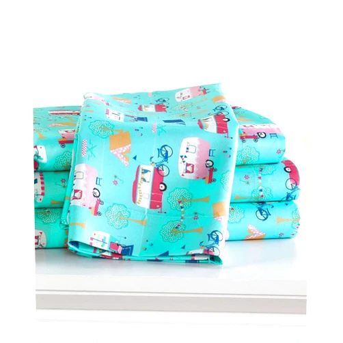 The Lakeside Collection Retro Happy Glamping Lifestyle Bedding Sheet Set, Full