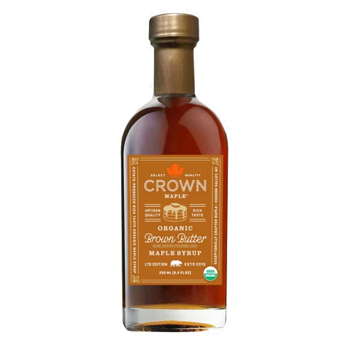 Crown Maple Brown Butter Flavor Organic Maple Syrup, Gluten Free, No Preservatives, Non-GMO Pancakes, Waffles, and French toast Breakfast Topping, 8.5 Fl Oz (Pack of 1)