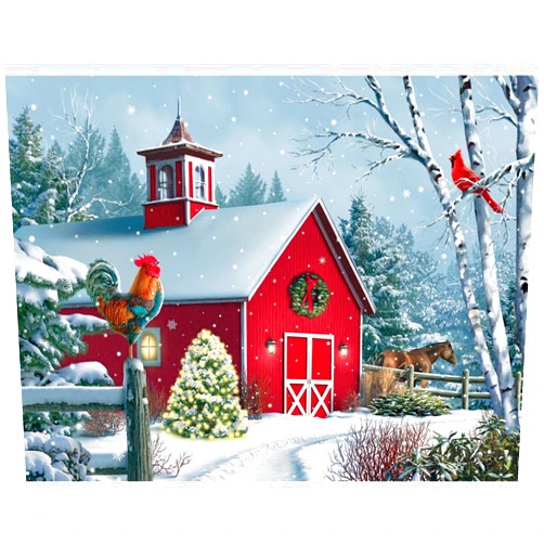 Bits and Pieces - 500 Piece Jigsaw Puzzle for Adults - Winter Barn II - 500 pc Christmas Holiday Horse Jigsaw by Artist Alan Giana