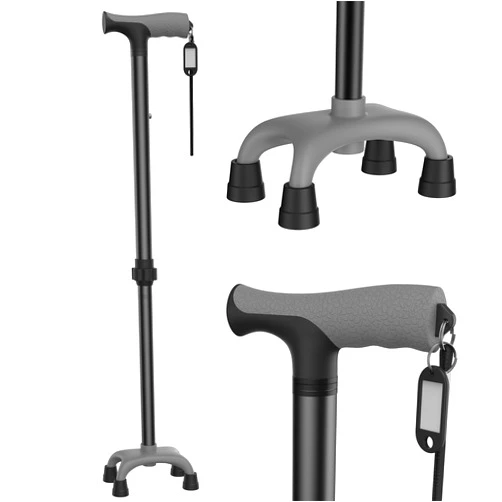 Urge medical Walking Cane Super Light (Only 1 lb) with Ergonomic Handle and 4-Pronged Base for Extra Stability, Adjustable Walking Sticks for Right or Left Handed Men & Women and Seniors