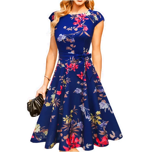 DRESSTELLS Women's Cocktail Dresses, Formal Wedding Guest Modest Church Vintage Tea Party Midi Evening Dress