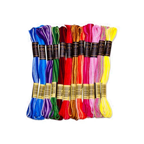 UMC STAG 12 Pieces | Premium Embroidery Thread | 100% Egyptian Cotton Premium Skeins | Cross Stitch Embroidery Floss | Oeko TEX Certified Stranded Cotton (Variegated Tones)