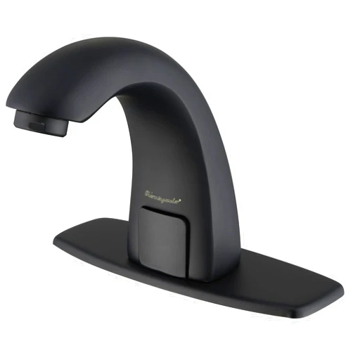 Charmingwater Touchless Bathroom Sink Faucet, Motion Automatic Sensor Faucet with Hole Cover Plate, Matte Black