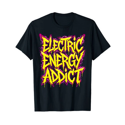 Mademark Electric Energy Addict 90s Band Graphic Design T-Shirt