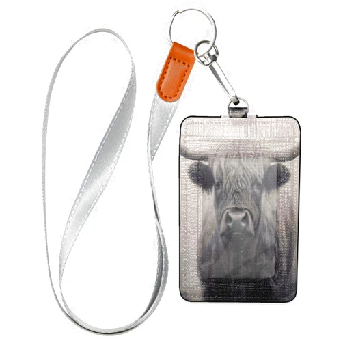 Kigai Highland Cow ID Badge Holder, Soft and Delicate PU Lanyard Leather Credit Card Storage Pocket Suitable for Boy Girl Student Teacher Office Staff