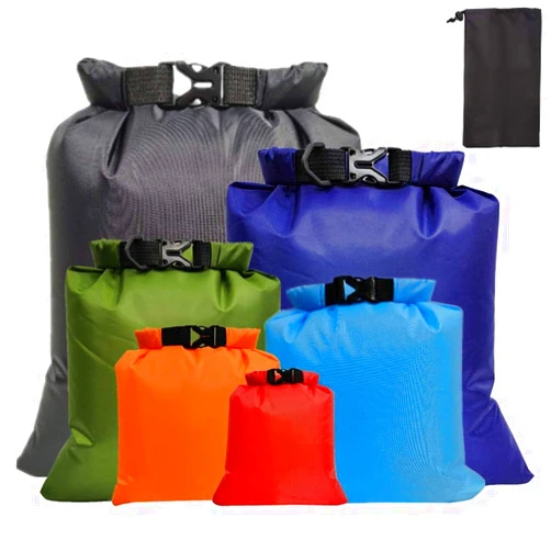 Pimoys 6 Pack Waterproof Dry Bags, Lightweight Outdoor Dry Sacks Ultimate Dry Bags for Kayaking Rafting Boating Camping (1.5L, 2.5L, 3L, 3.5L, 5L, 8L)